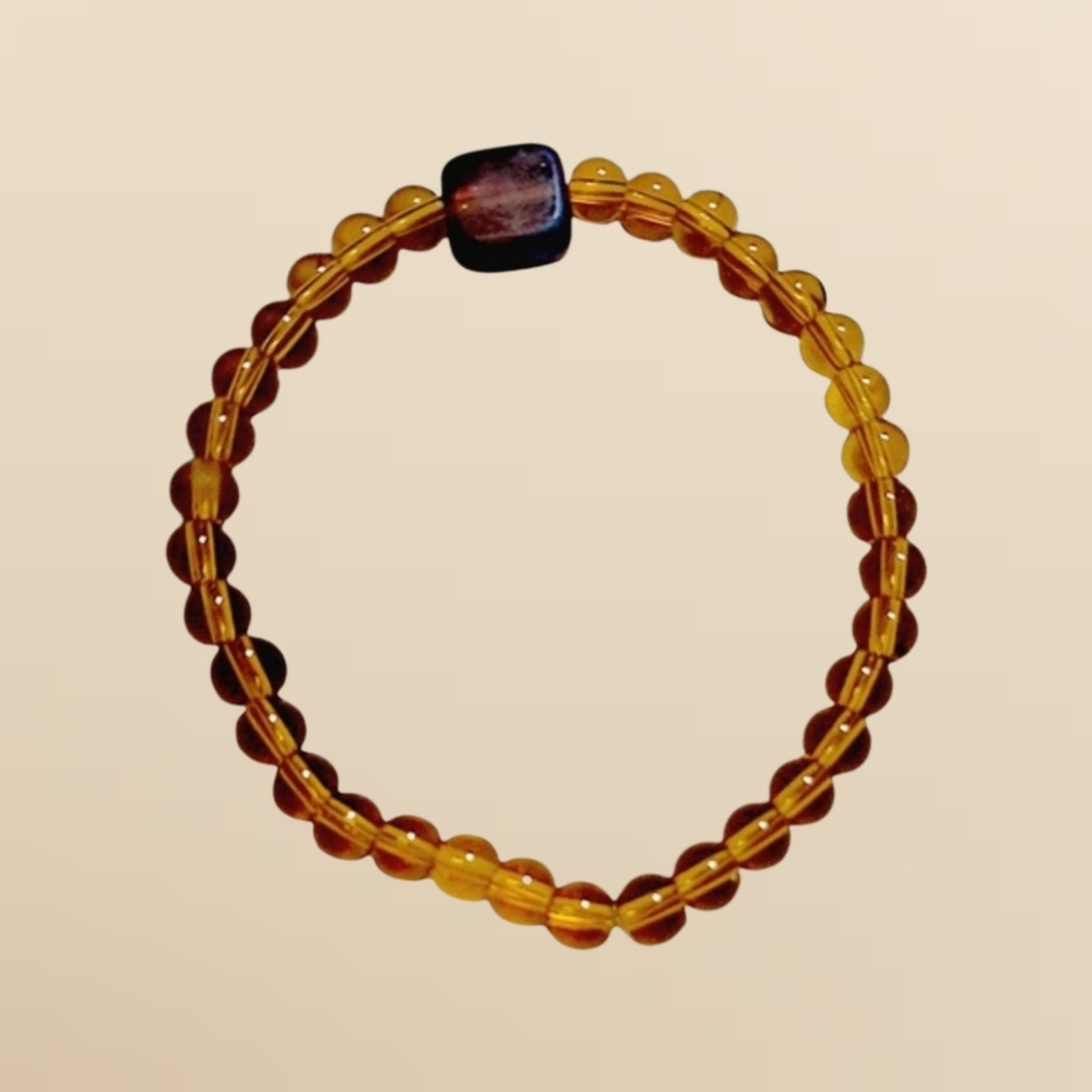 Golden Amber Beaded Slip-on Bracelet